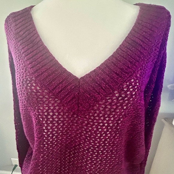 Express Women's V-Neck Sweater - Deep Purple - Picture 3 of 9